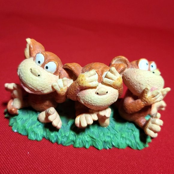 Russ Monkey Business Hear See Speak No Evil Figurine Ceramic Decor - Picture 11 of 12
